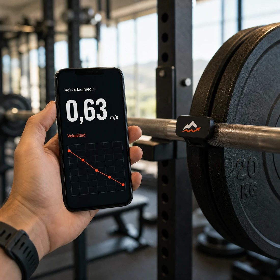 Lectura de velocidad en tiempo real en la aplicación, junto a la barra con el sensor BOOST.